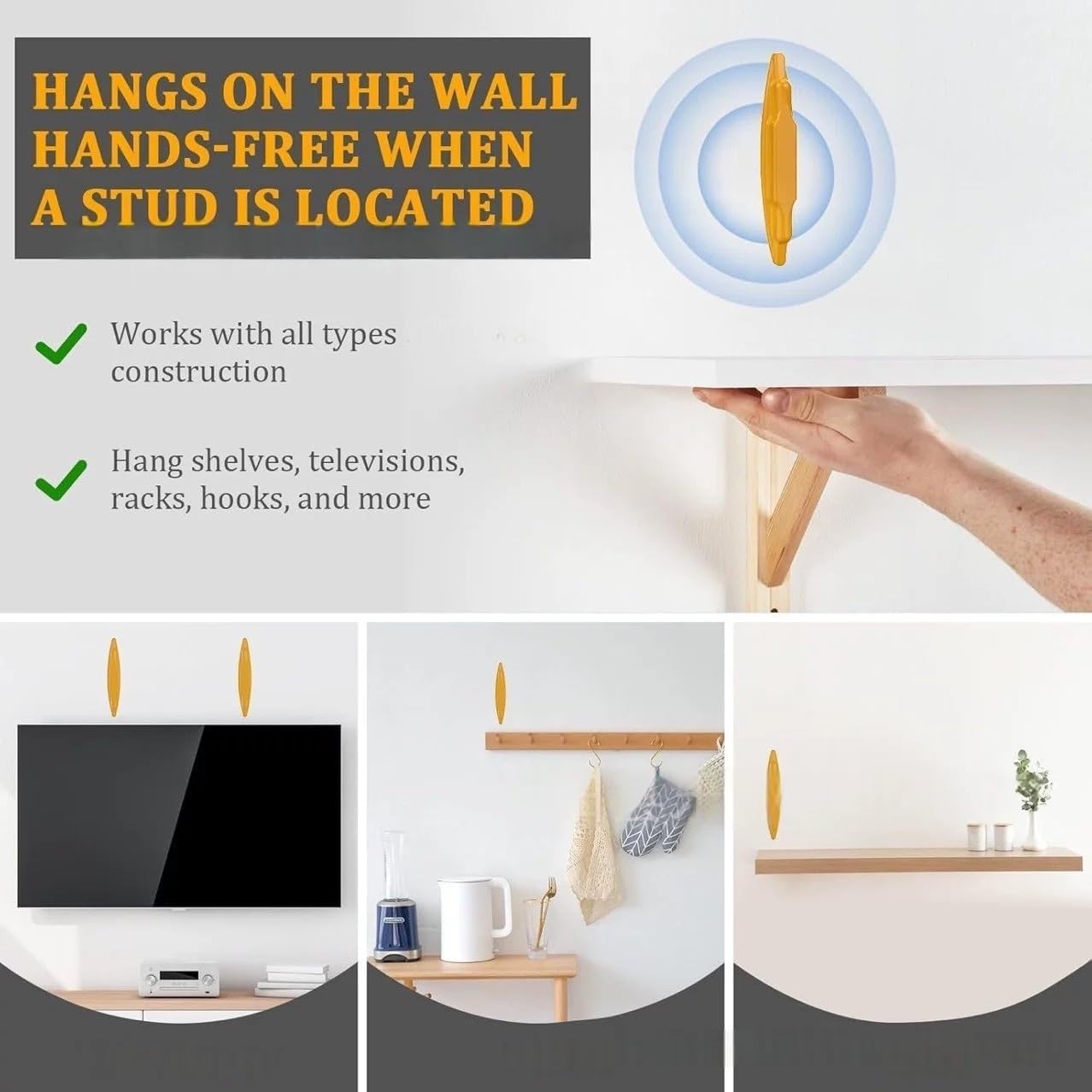 2 Pack Magnetic Stud Finder, Rapid to Locate Screws, Nails, Metal Studs Through Drywall and Wood,No Batteries Required