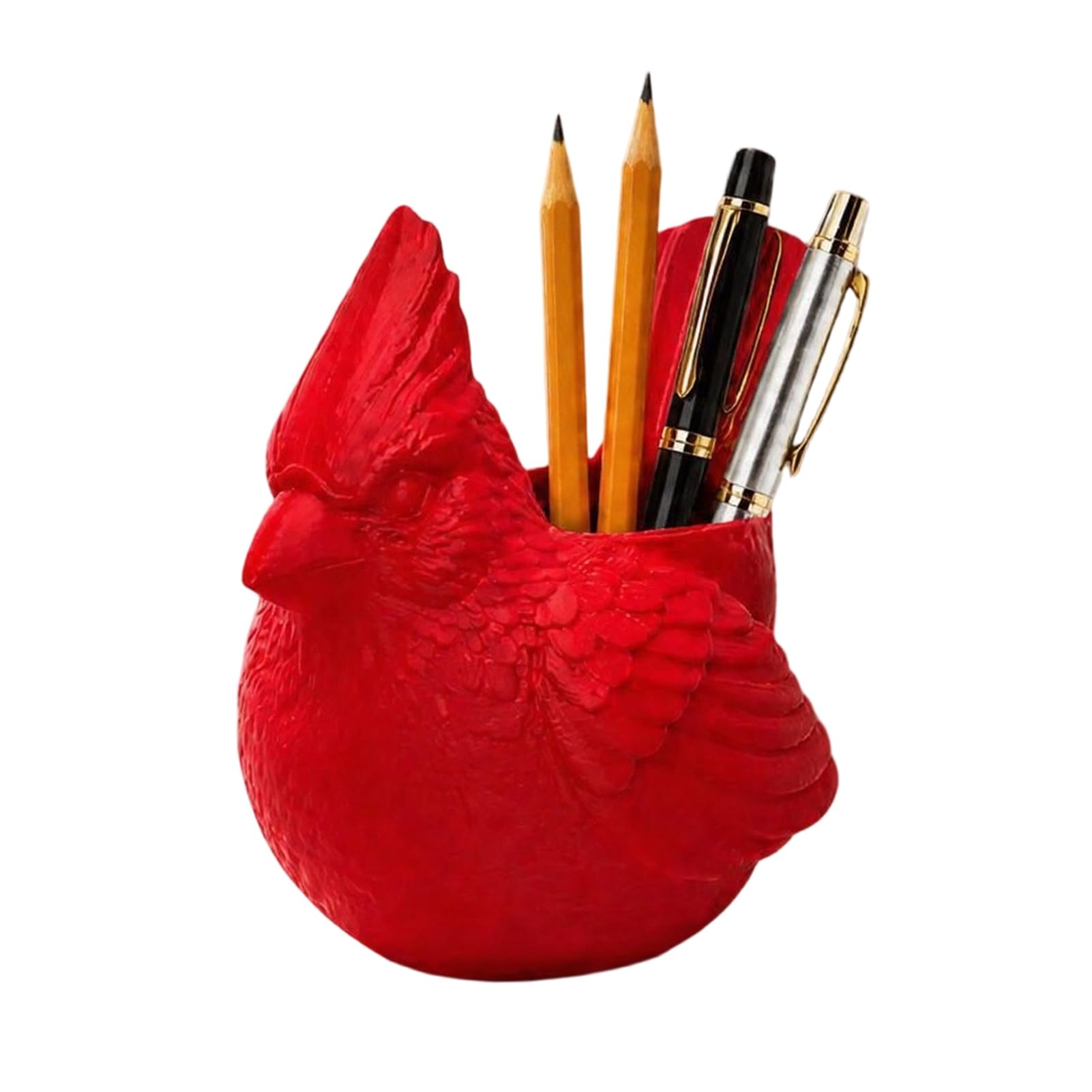 anwhriet 3D Printed Red Bird Pen Holder, Cute Animal Pencil Storage Cup, Desktop Organizer for Pencils, Makeup Brushes, Stationery Red