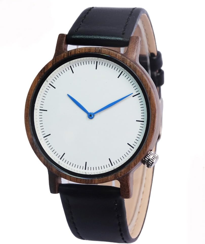 HJIAN Men's Watch Walnut Wood Watch 2-Hand Watches Groomsmen Watch Christmas Gift Watch
