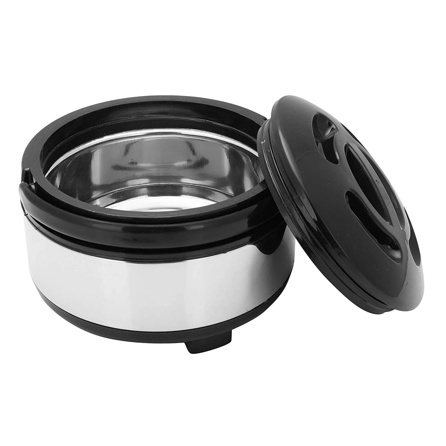 appeasy Stainless Steel Thermoware Puff Insulated Casserole with Handle, Set of 1, 11000ml Each, Steel Silver & Black 1