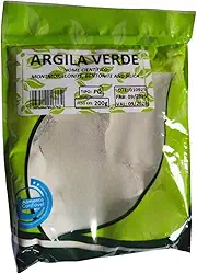 Argila Verde Natural em Pó, Montmorilonita e Sílica, 200g, Validade 09/2028