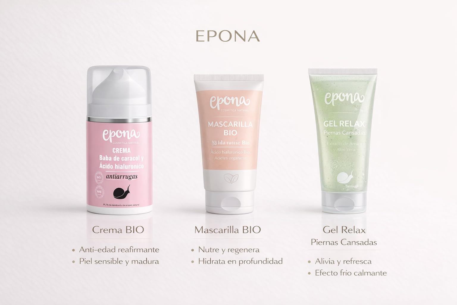 EPONA Crema Facial BIO con Baba de Caracol y Ácido Hialurónico – Hidratante Reafirmante Natural – Piel Sensible y Madura – Fórmula Ecológica Certificada – 50 ml