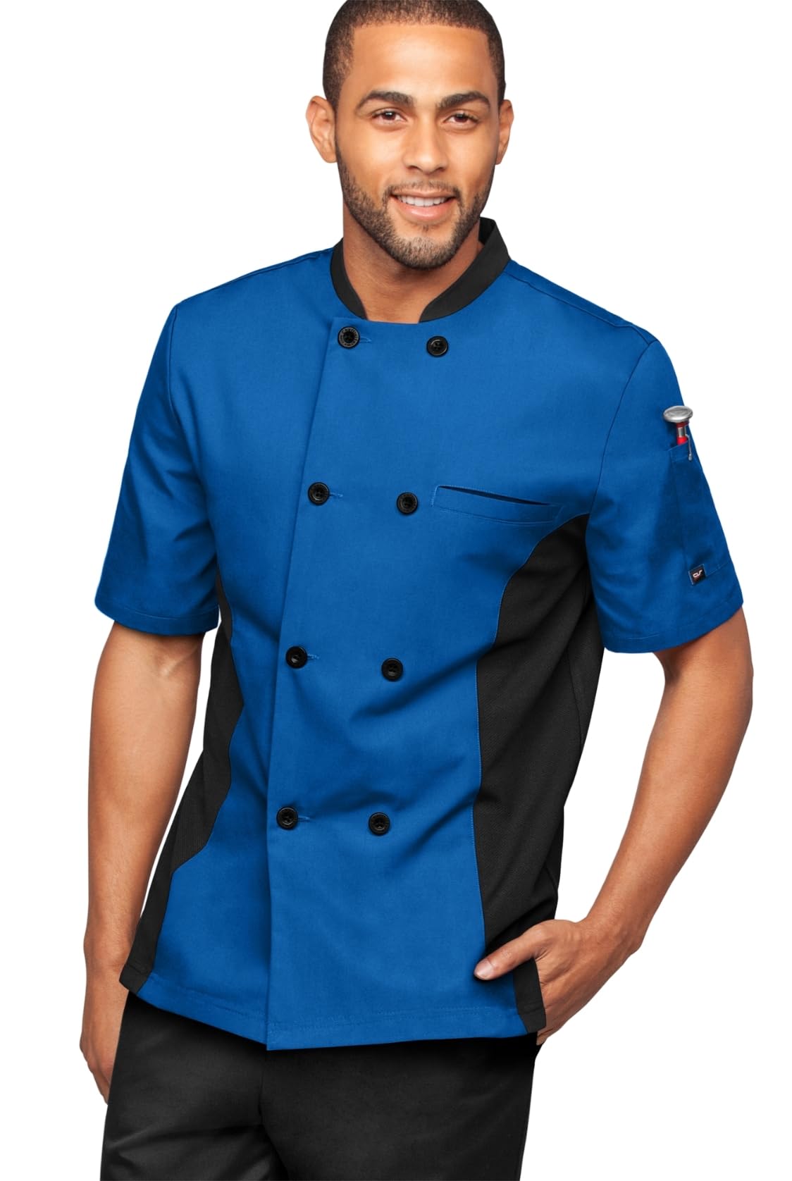 Men's Chef Coat - Breathable Mesh Side Panels, Short Sleeve Kitchen Uniform Jacket, Restaurant & Culinary Workwear