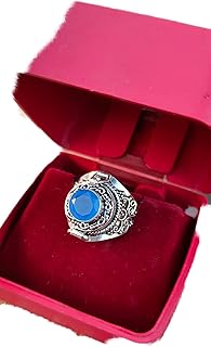 Faceted Blue Chalcedony Ring, Poison Box Ring, Poison Ring, Secret Message Ring, Designer Box Ring, Handmade Box Ring, Blue Stone Box Ring, Round Stone Ring, Openable Poison Ring, Locket Ring, Christmas Gifts
