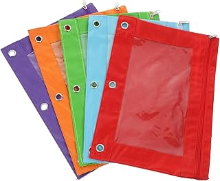 BUTIFULSIC 5 peças de pastas de lápis bolsa de lápis clipes de fichário sacos fichário arquivo bolsa blinder canetas suporte de caneta suporte de caneta zíper estojo de lápis de alta capacidade escritório Oxford