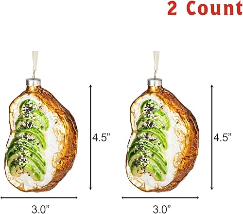 Miniatura 2 de Every Day is Christmas Adornos de vidrio soplado, bonitas figuras hechas a mano, decoración de árbol, tostadas de aguacate, juego de 2