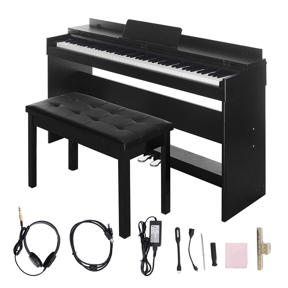 Digital Piano,Les Ailes de la Voix 88 Key Electric Piano Home Piano Electric Keyboard with Cover for Beginner Adults with 3 Pedal Board,Music Stand,Power Adapter,Headphone,Instruction Book