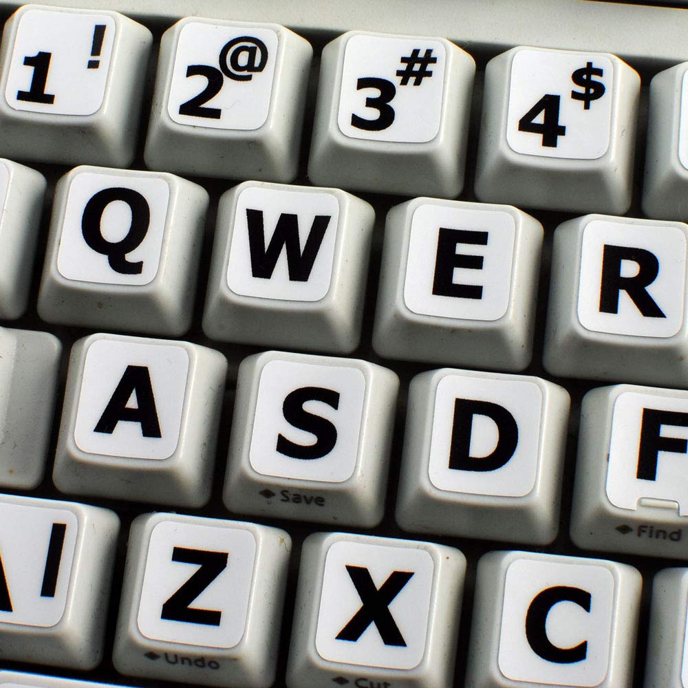 4Keyboard English US Large Lettering New Labels for Keyboard (Upper CASE) White Background for Desktop, Laptop and Notebook