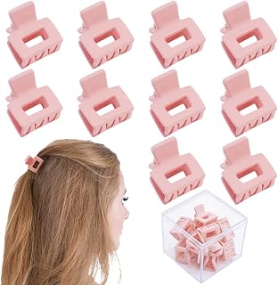 Ahoney 10Pcs Small Pink Hair Claw Clips for Women & Girls, Mini Cute Jaw Clips for Thin Hair with Gift Box