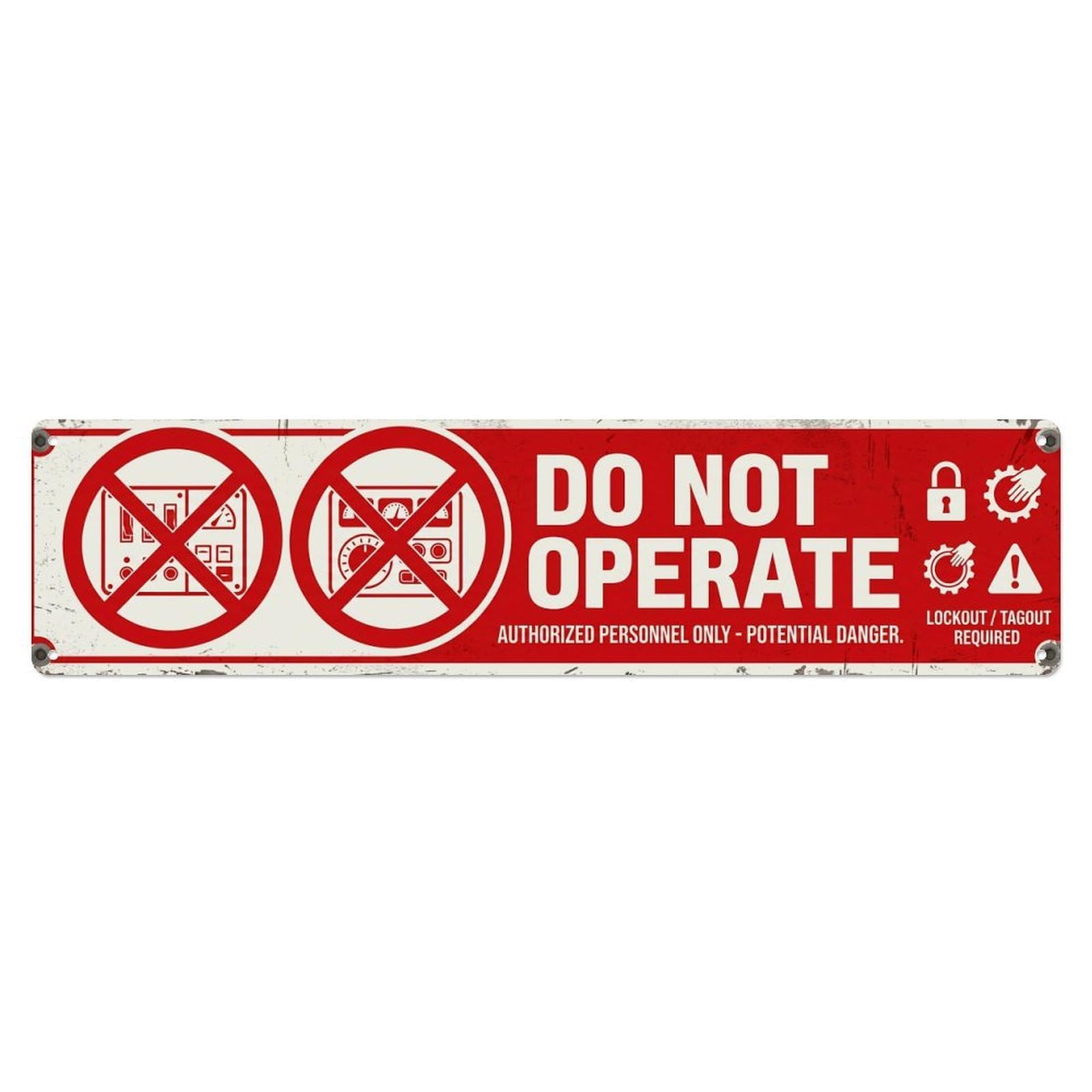 Button Operate Prohibited Equipment Metal Tin Sign Plaque Wall Decor for Cafe, Club Bar, Office, Home Garden Metal Poster 4x16Inch