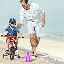 Alyoen 9 inch Traffic Cones, Plastic Sport Cones, Purple Soccer Training Cones for Outdoor Activity & Festive Events (Sets of 10/15/ 20)