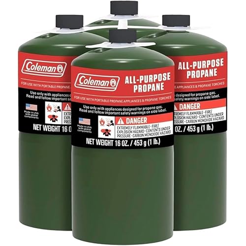 Camping Propane 16 ounces Replacement Fuel Gas Cylinders (4 Pack)