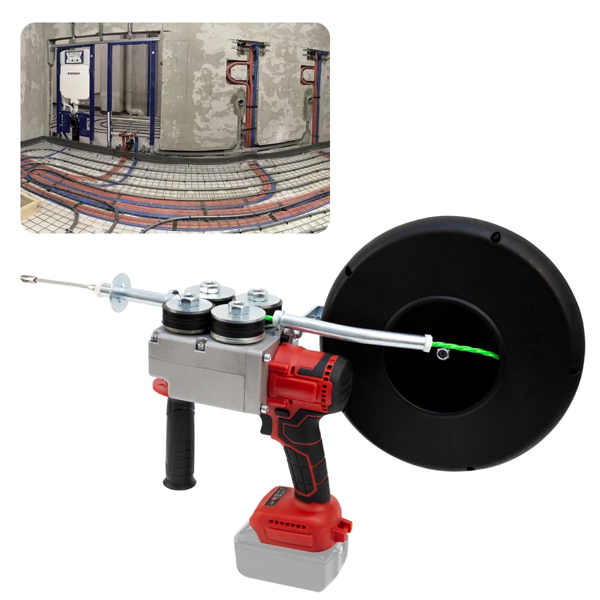 Cable Puller, Automatic Cable Puller, Electric Wall Threading Machine, for Electricians, Electric Plumber Cable Puller, 20 M Cable Line (No Battery)