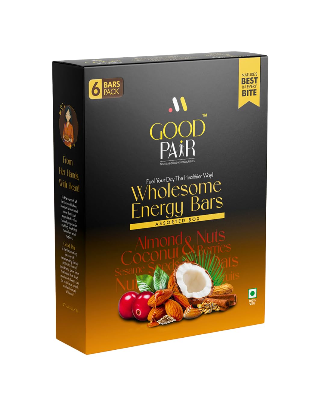 GOOD PAIR | Discovery Pack Energy Bars (Pack of 6 x 35g each) | High Natural Protein |No Artificial Sweeteners, Flavours or Preservatives | All Natural Ingredients-image-24