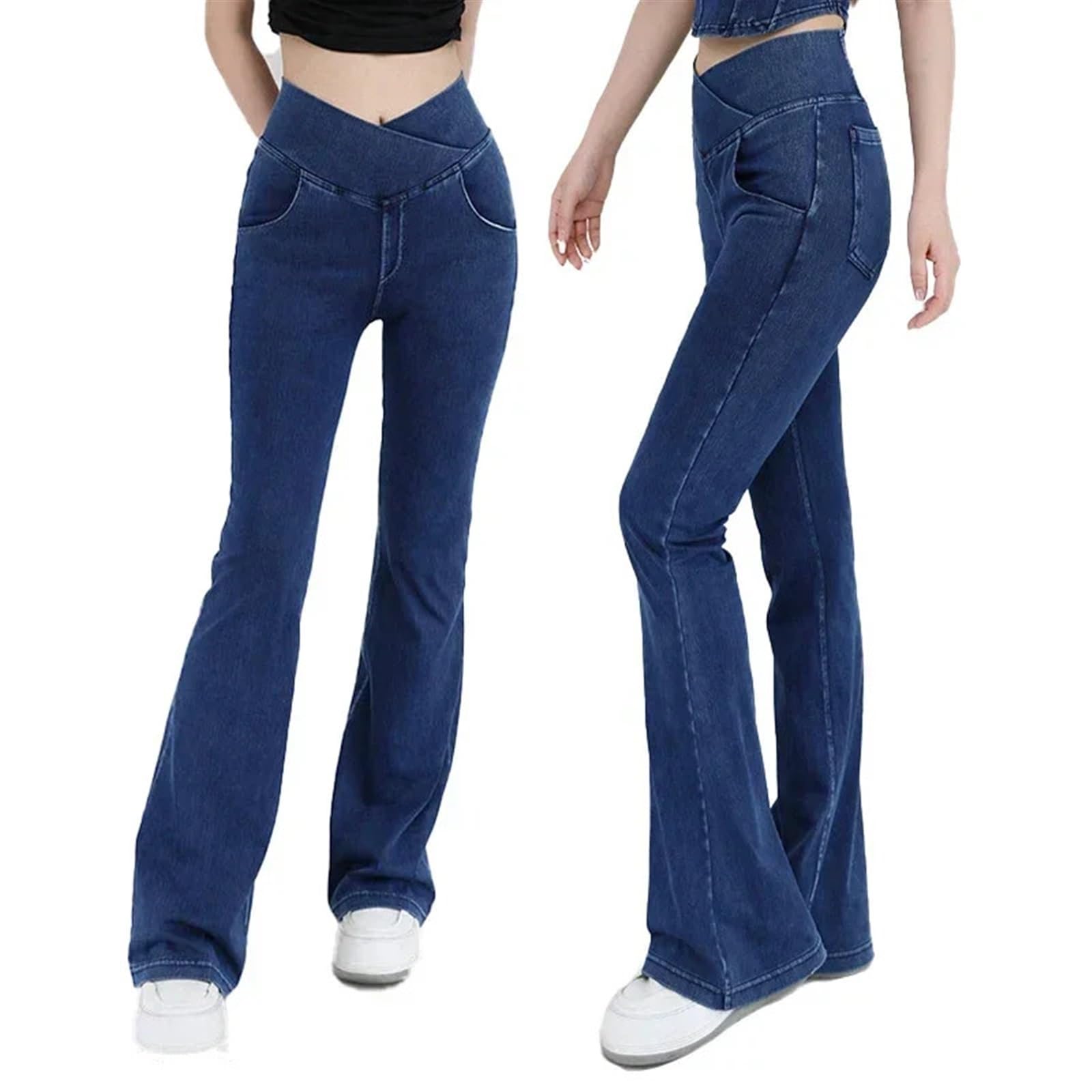 Pantaloni a Zampa da Donna - Jeans Elasticizzati in 4 direzioni, Pantaloni Casual a Zampa d'elefante, Pantaloni da Palestra Elastici, Traspiranti(Black Pants,XXL)