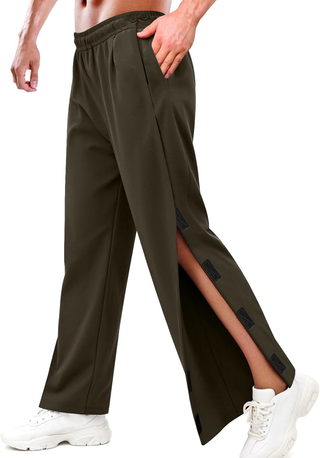 Post Surgery Pants for Men Open Bottom Easy Side Tear Away Pants for Men Sweatpants Loose Fit Post Surgery Pant