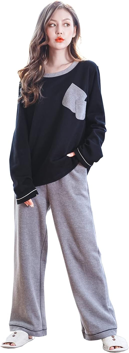 [MiniZaru] (ミニザル) ルームウェア 部屋着 綿100 レディース パジャマ ゆったり 長袖 ロングパンツ 上下 セット かわいい 肌に優しい 3026