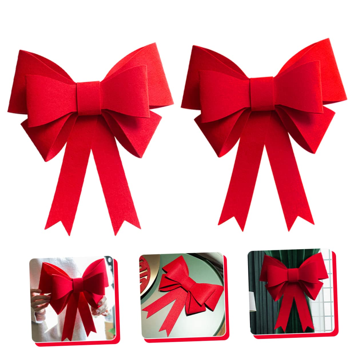 Cabilock 5 Sätze Schleifen Riemen Rote Fliege Verschluss Für Weihnachtsvorhänge Weihnachtsgirlande Weihnachtskränze Im Freien Weihnachtsschleife Hochzeitsdekoration Papier 2 Stück * 5