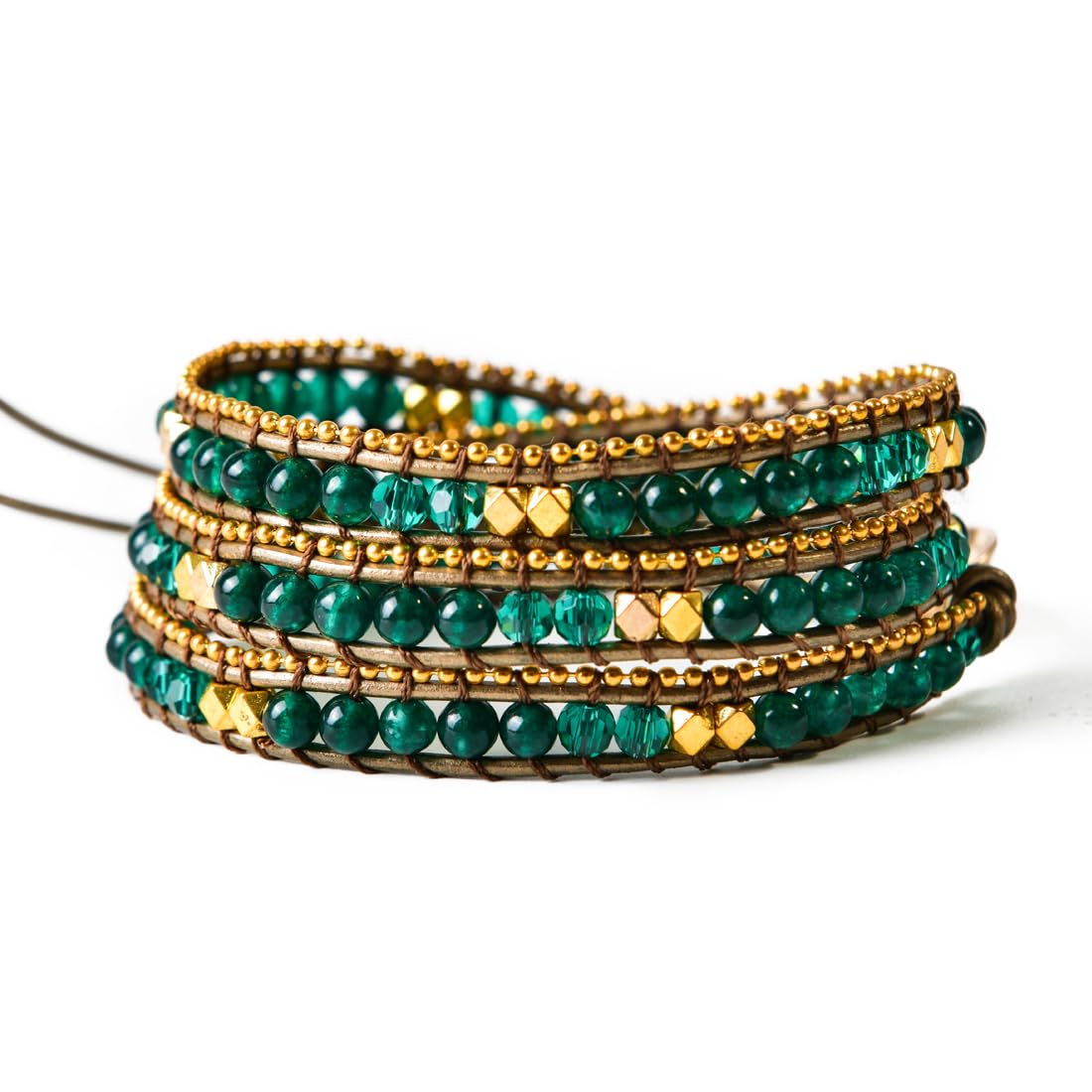YGLINE Natural Stone Wrap Bracelet for Women Boho Bracelets Healing Crystal Beaded Bracelet Adjustable 3/5 Wraps Bracelet Handmade Birthday Gifts for Women