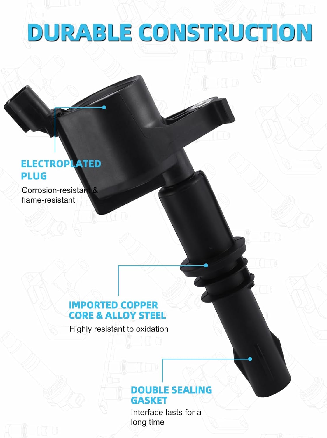 DG511 FD508 Ignition Coil Pack Spark Plug Platinum 8PCS (4.6L 5.4L 6.8L) 1999-2009 For Ford Expedition Explorer F150 F250 F350 F450 F550 Super Duty Mustang,For Lincoln Mark Navigator