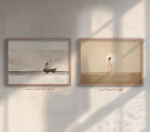 Vista 3 de Set of 4 Bible Story Wall Art, Christian Wall Art, Jesus Wall Decor, Christian Wall Decor, Scripture Wall Art, Christian Gifts for Women