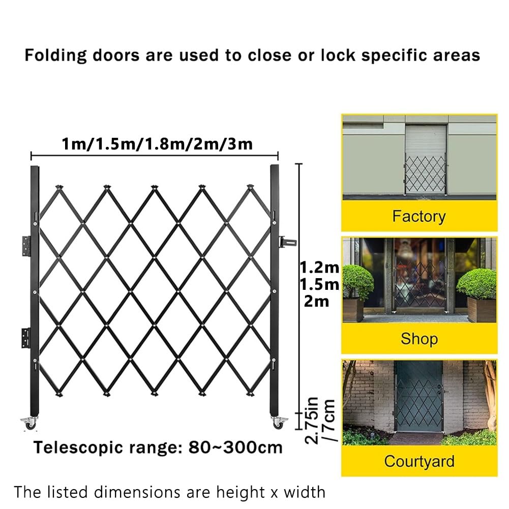 Industrial Barrera Plegable de Seguridad Retráctil con Ruedas para Construcción - Valla de Tráfico Expandible (200,7 x 101,6 cm) - Ideal para Zonas de Trabajo y Seguridad Pública