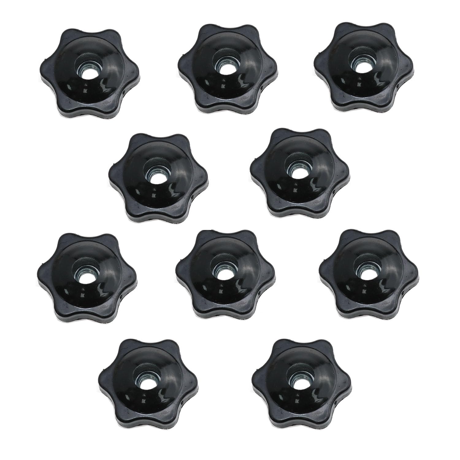 Meuey Lyot 6-Star Knob 10PCS 1/4 Inch Nylon Hex Head Thru Star Knobs Tighten Clamping Knobs Threaded Knobs