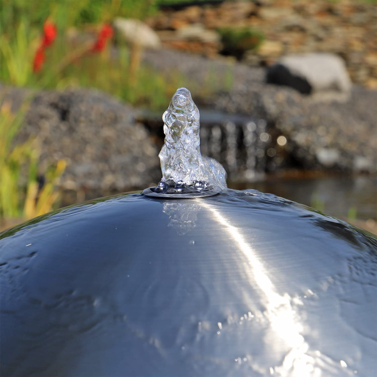 CLGarden 48cm großer Edelstahl Kugel Springbrunnen ESB5 gebürstet Kugelbrunnen mit LED Beleuchtung