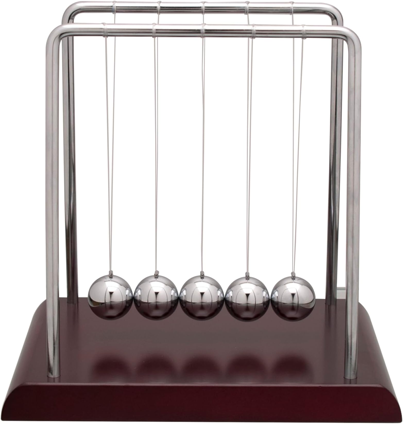 Labs Advanced Newton's Cradle with Red Wood Base - 7.25" Tall, 4.3g Ni Plated Steel Balls, 7"x6" Base