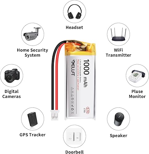 Miniatura 4 de 1 unids 3.7 V 1000 mAh batería de polímero de litio 1S 102050 baterías recargables con placa protectora y enchufe JST2.0 para dispositivo electrónico