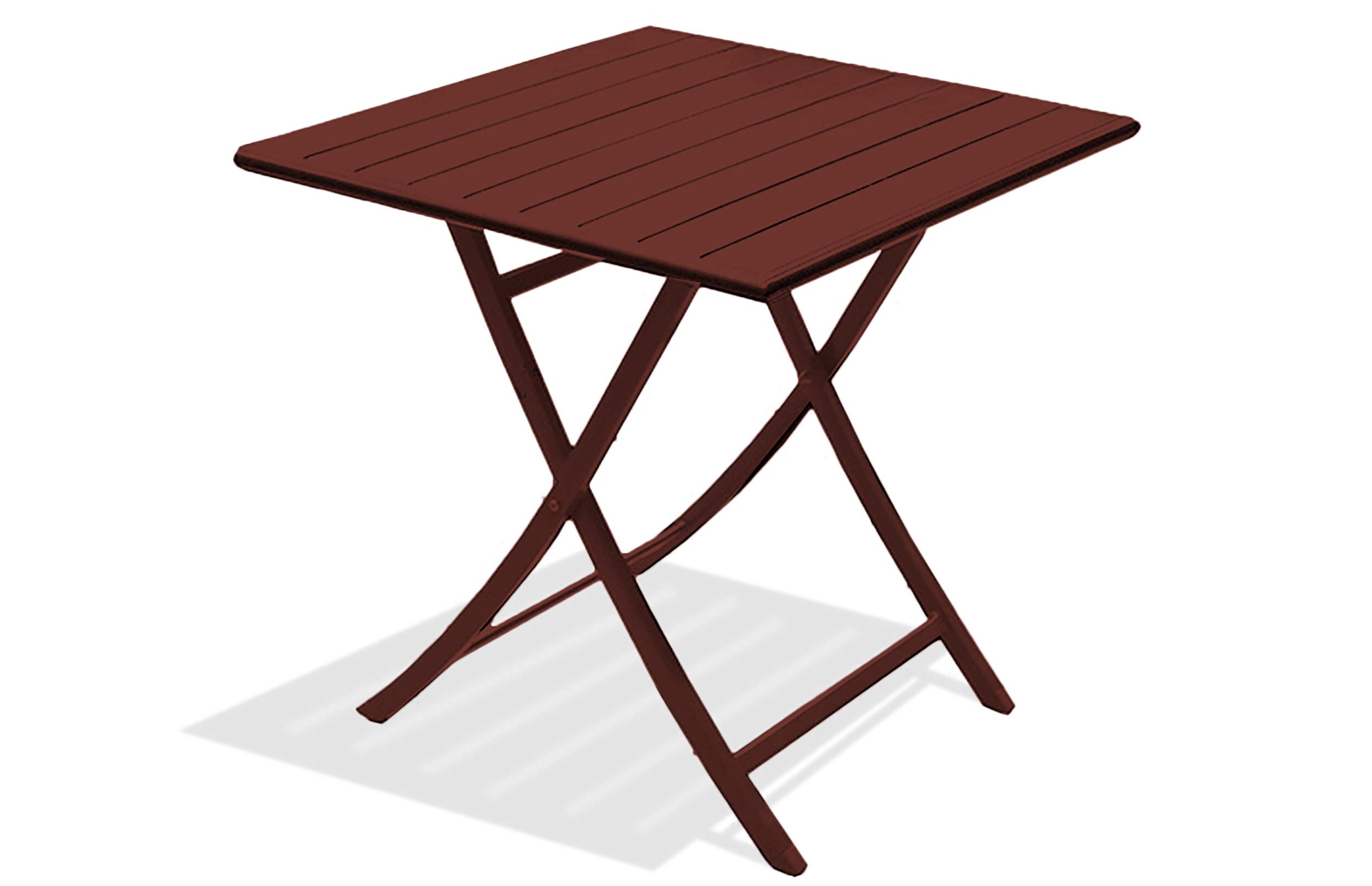 Guéridon de jardin pliant carré 70x70 aluminium table d'appoint balcon carmin