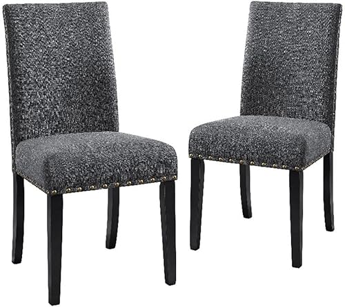 Miniatura 13 de New Classic Furniture Crispin - Silla de comedor (juego de cuatro), 100% poliéster, tela beige natural con patas de espresso Beige natural,Gris