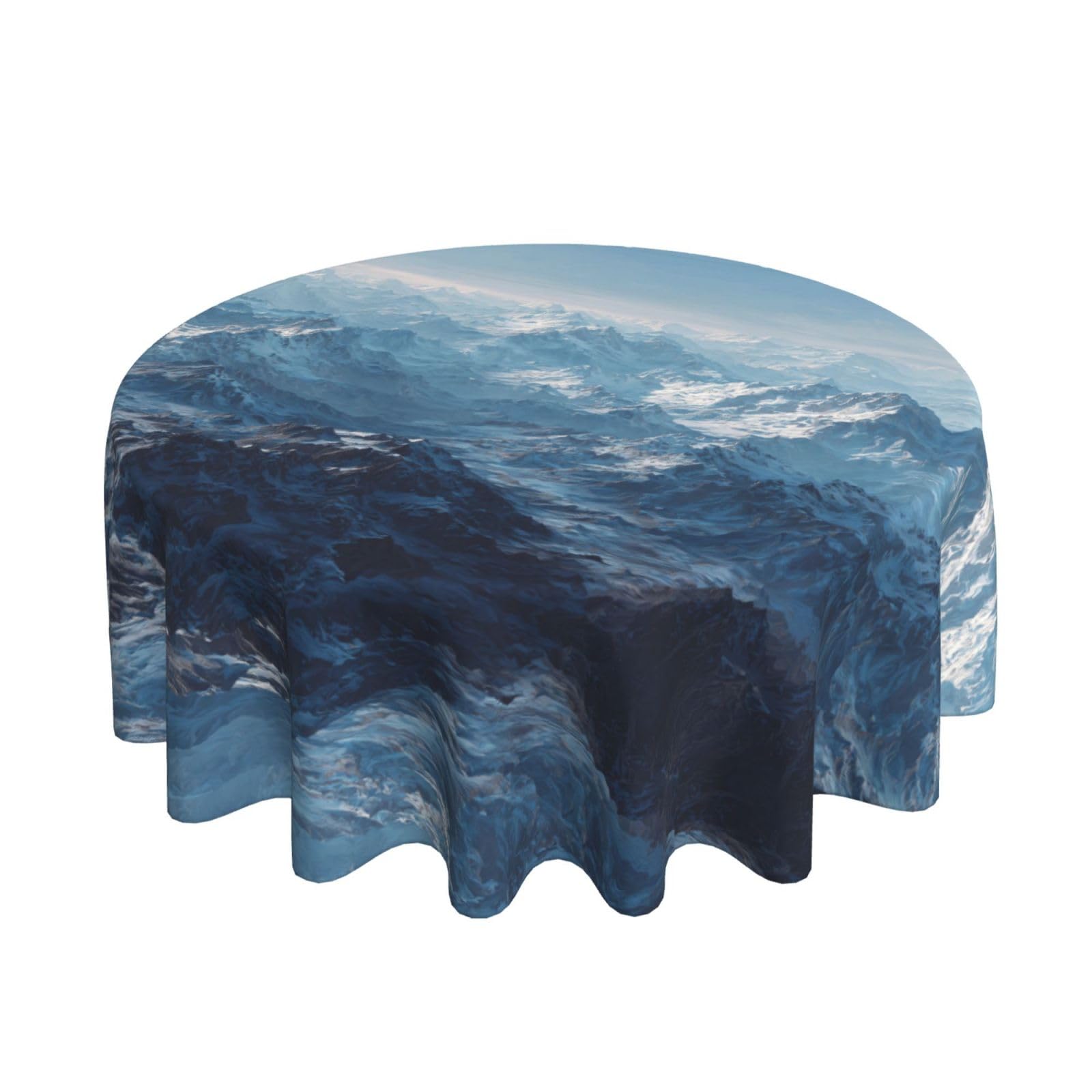 ESNAIUVCD mountains print Round Tablecloth Waterproof Washable Wipeable Resistant Polyester Circular Table Cover for Dining Room Kitchen Indoor Outside 60"