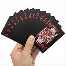 GALLY Premium Black & Red Waterproof Playing Cards | Flexible PVC Red Foil Poker Cards for Parties, Magic Tricks, Travel & Family Games | Durable, Washable, Luxury Card Deck with Storage Box