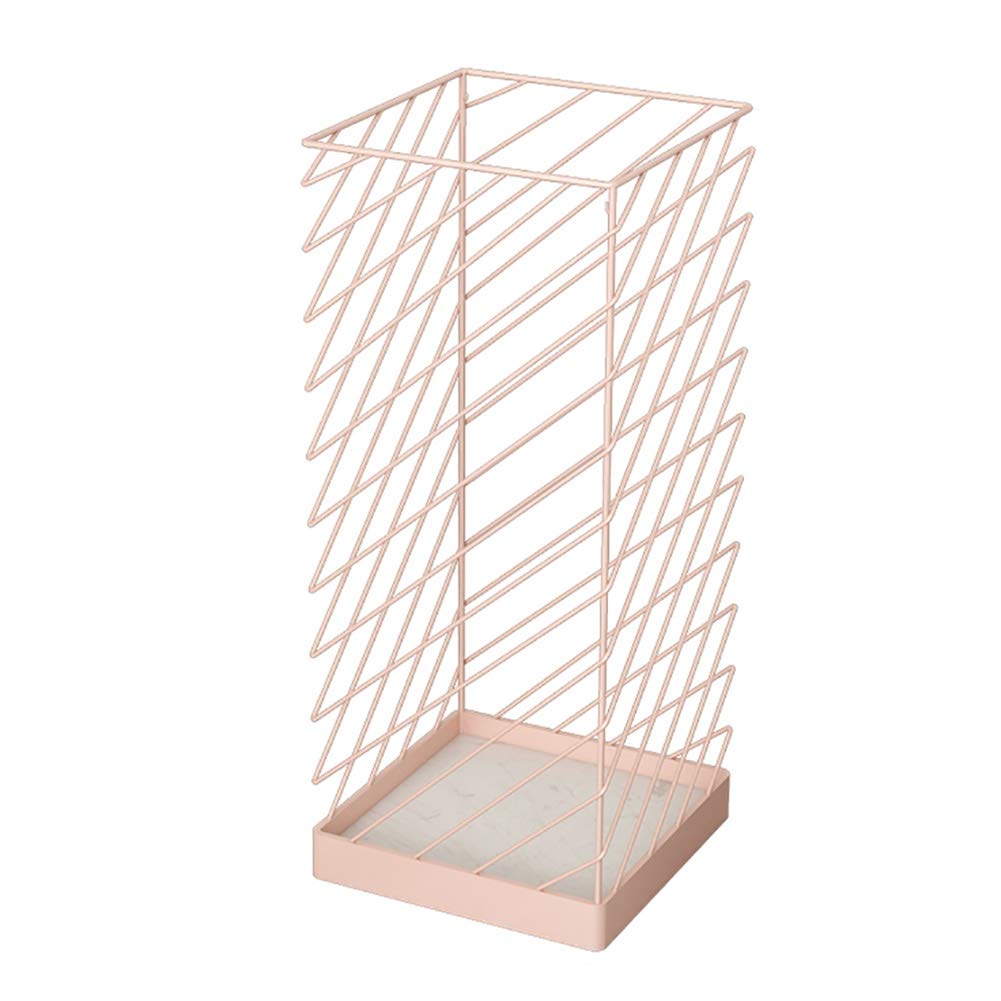 Gonmdopy Pink Umbrella Stand, Household Umbrella Stand, Metal Umbrella Stand Rack, Round/Square Standing Umbrella/Pink/Square