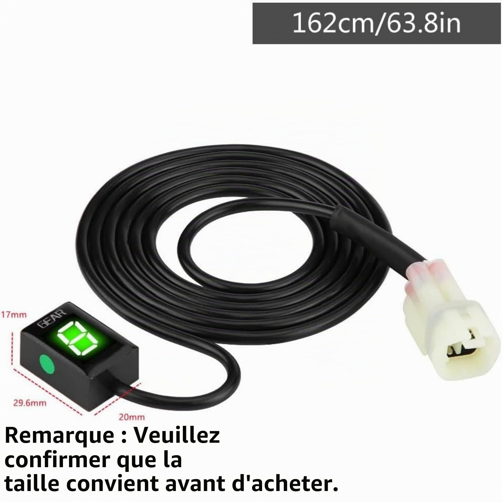 Jadeshay Indicateur de Vitesse de Moto, Prise ECU de l'Indicateur De Rapport Engagé Moto Compatible Avec Le Jauge De Vitesse Numérique 6 Vitesses Avec Écran LED