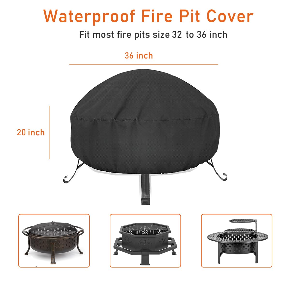 Housse De Protection Pour Foyer Extérieur Enterré - Imperméable, Résistante Aux Intempéries, Pour Jardin Et Terrasse. Taille : 92x92x61 Cm.