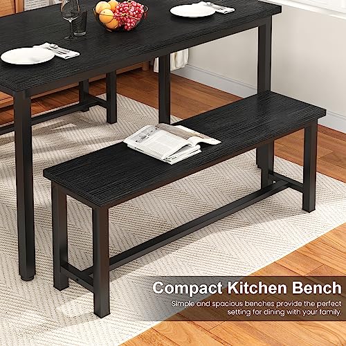 Recaceik Dining Benches, 39 Inch Table Benches, Pair of 2 Benches for Dining Room, Kitchen, Entryway, Bedroom, Industrial Small Bench Kitchen Bench with Metal Legs, Easy to Assemble, Black - Thumbnail 6
