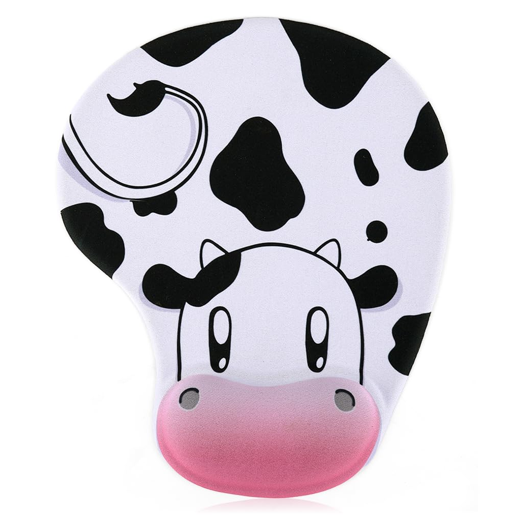 ZORBES® Mouse Pad with Wrist Rest,Non-Slip Backing Cow Anime Cute Gel Mouse Pad Wrist Rest, Easy-Typing and Pain Relief for Gaming Office Computer Laptop