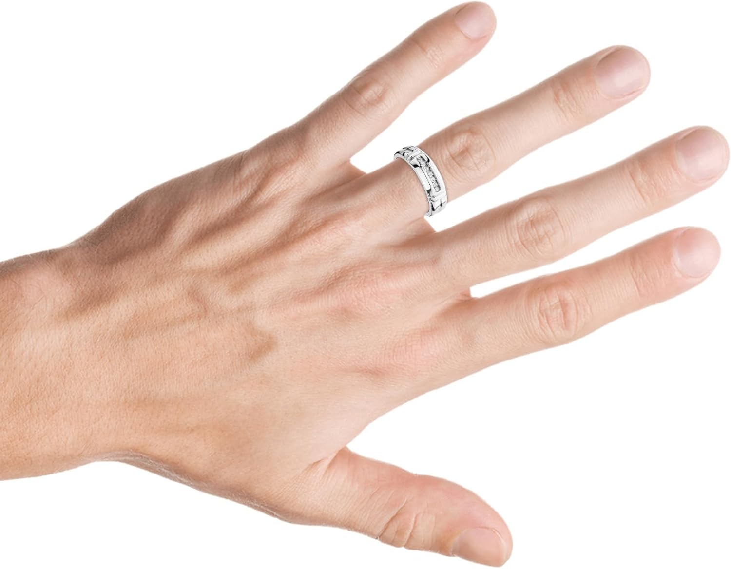 P3 POMPEII3 1/4ct Channel Set Diamond Ring 14K White Gold Mens Wedding Band