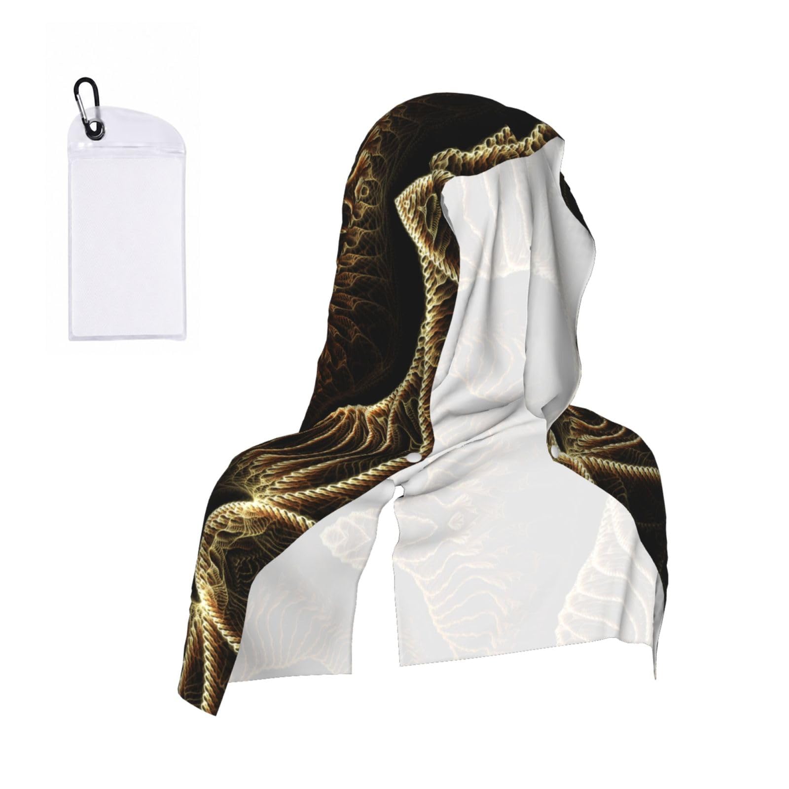 WXWJSHMGC Yellow Abstract Spiral Pattern Print Cooling Hoodie Towel, Cooling Towels For Neck And Face Sun Protection Instant Cool Hoodie(Sport/Camping/Work Out/Hot Weather)