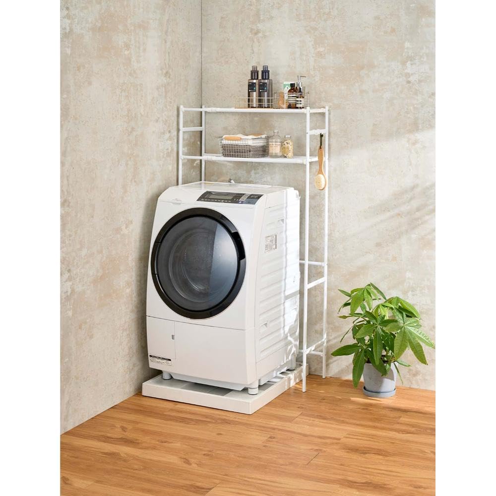 Amazon.co.jp: LIV PLUS ランドリーラック 伸縮 棚 2段 洗濯機
