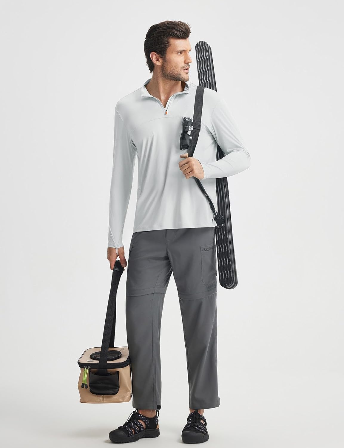 baleaf Men's Long Sleeve Sun Shirts 1/4 Zip Up UPF 50+ Fishing Hiking Lightweight Rash Guard UV Outdoor Running Shirt Tees - Image 7