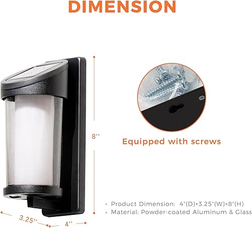 Miniatura 8 de Solar Yard Paquete de 4 Luces de Pared para Exteriores, Accesorio de Luz, Accesorios de Iluminación LED Exterior para Exteriores, Luces de Porche