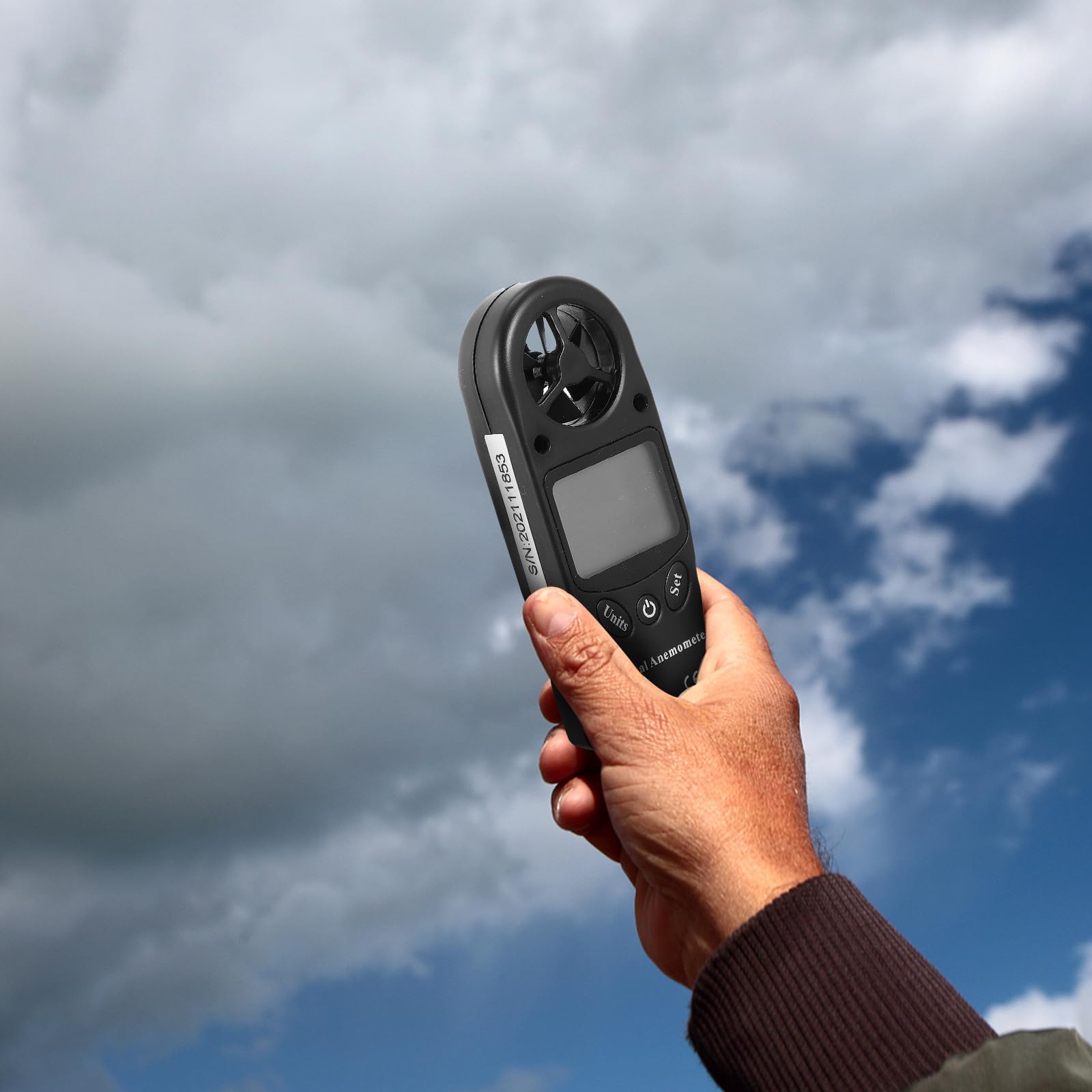 Medidor de Velocidad del Viento Digital Portátil 1 Pieza Negro | Pantalla Lcd con Retroiluminación, Plástico Ligero, Bolsa de Almacenamiento Incluida