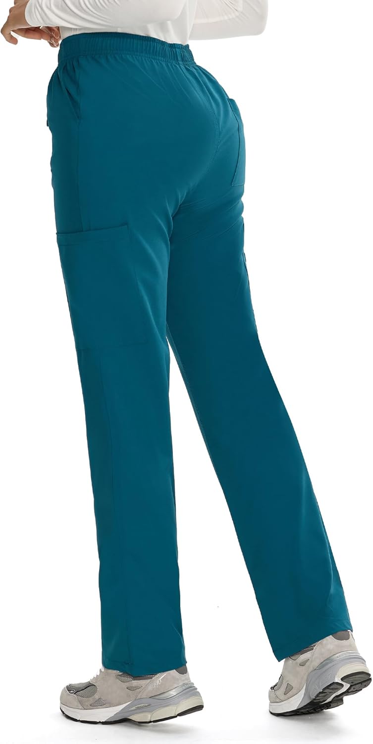 COZYFIT Straight Leg Scrub Pants for Women, Drawstring Soft Stretch, Anti-Wrinkle Women's Scrub Pants with 6 Pockets - Image 3
