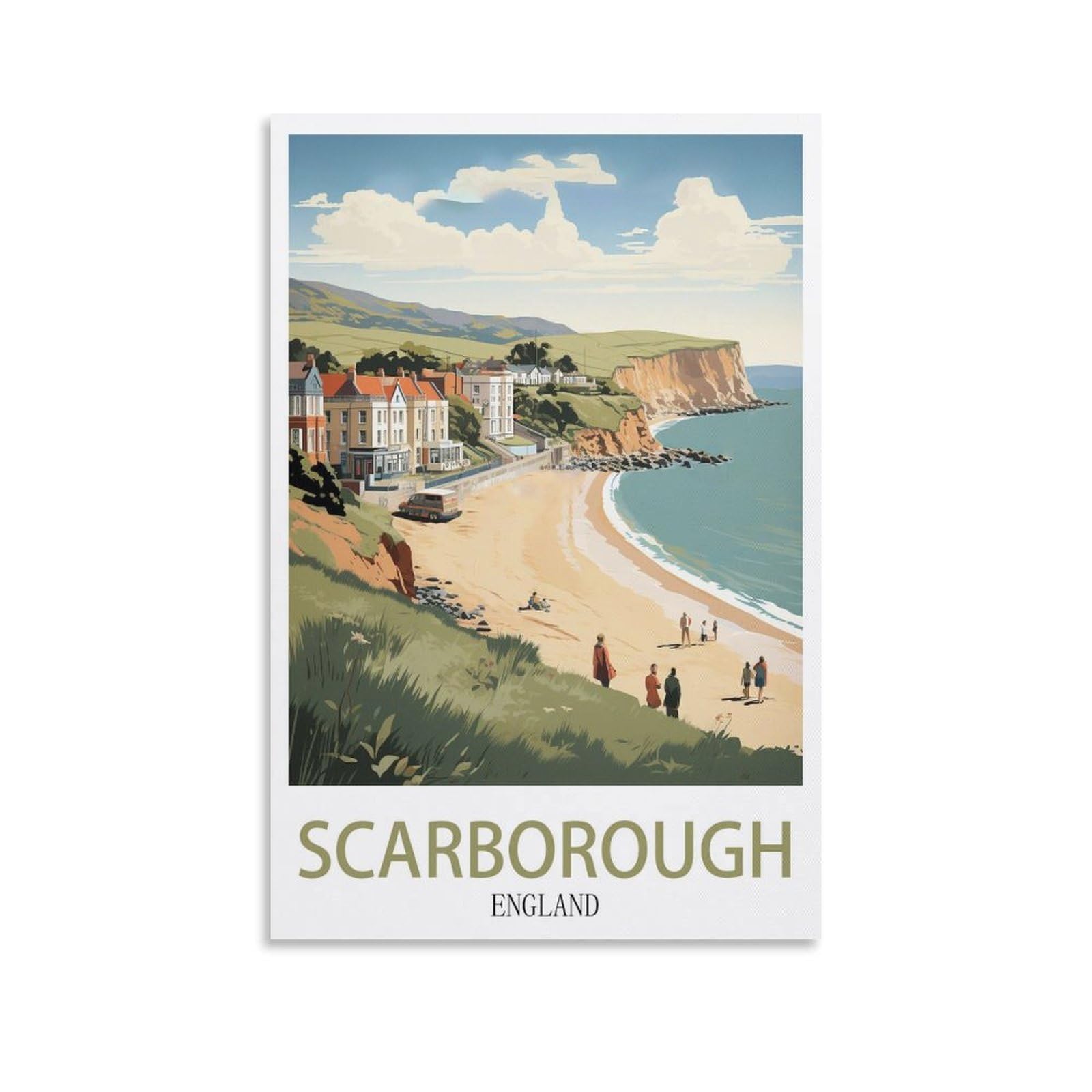 EZMLFA 5D Diamond Painting Kits,Scarborough Beach,Diamond Painting Kits for Beginners Round Full Drill Painting with Diamonds Gem Art for Home Wall Decor 50x60cm