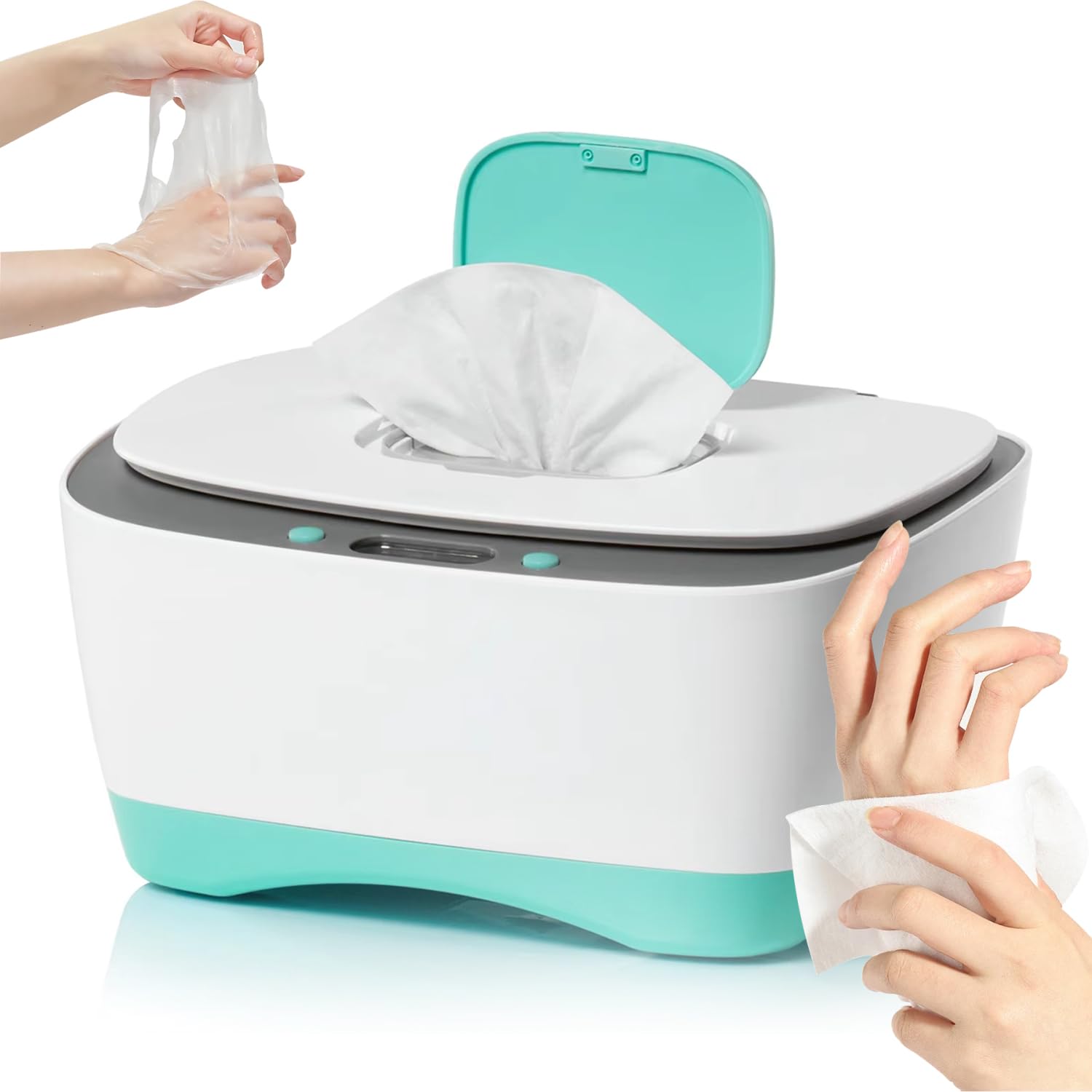 Podgrzewacz chusteczek nawilżanych, automatyczny dozownik 15 W z regulowaną temperaturą 40-50°C, ładowany przez USB, przenośne pudełko izolacyjne do chusteczek nawilżanych i masek na twarz