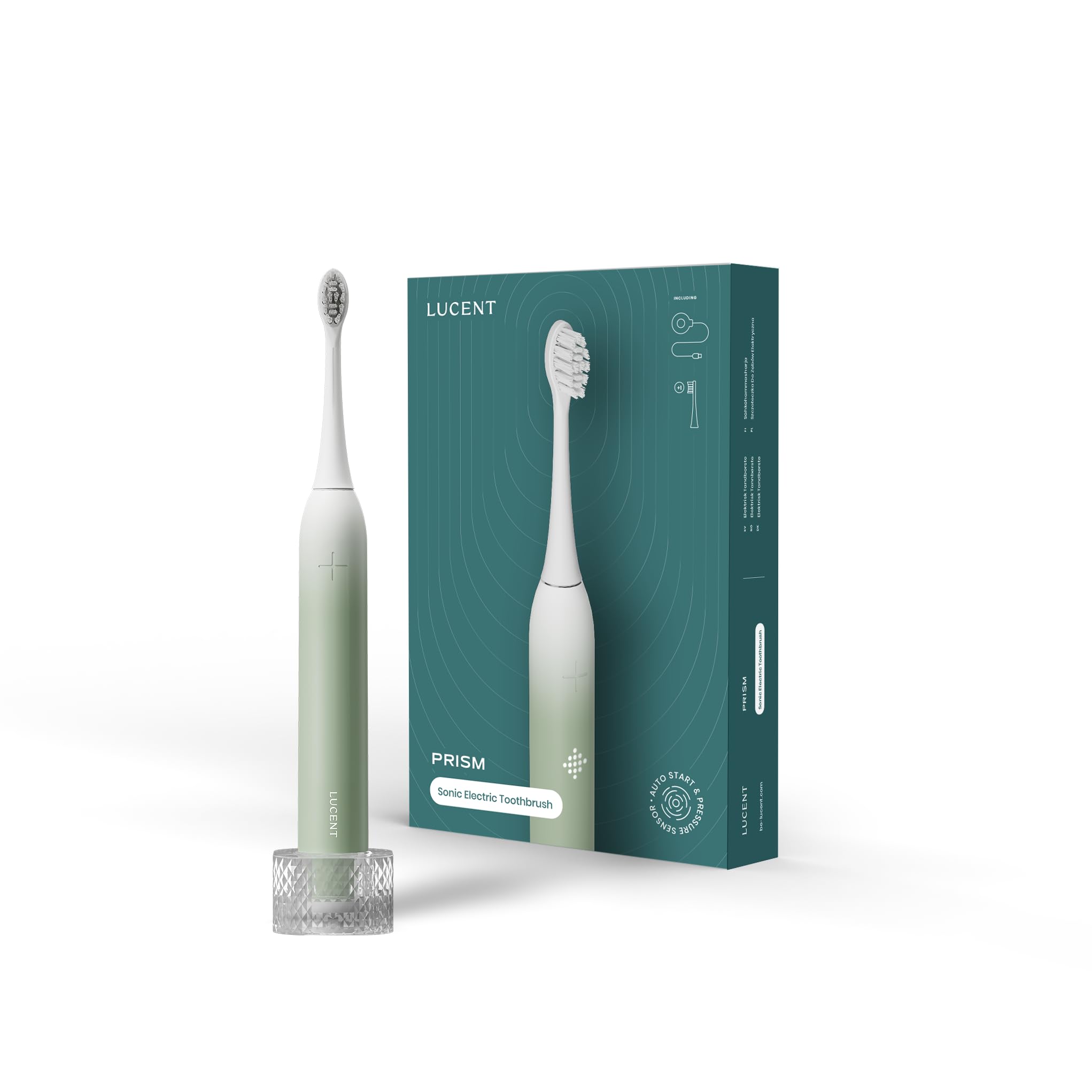 Cepillo de dientes eléctrico Prism Sonic: cepillo de dientes eléctrico Sonic con encendido automático, temporizador inteligente, 3 modos de cepillado, sensible a la presión, duración de la