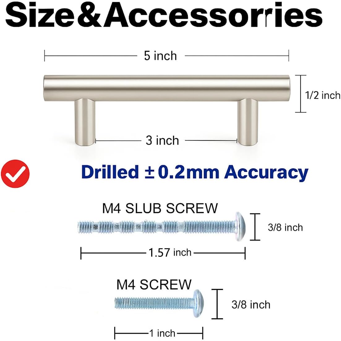 50 Pack | Brushed Nickel Cabinet Pulls 3 Inch – German Krupp Stainless Steel Cabinet Handles Silver, CNC Precision ±0.01mm, Contractor & Builder Bulk Pack for Apartment or Airbnb Renovation image 2